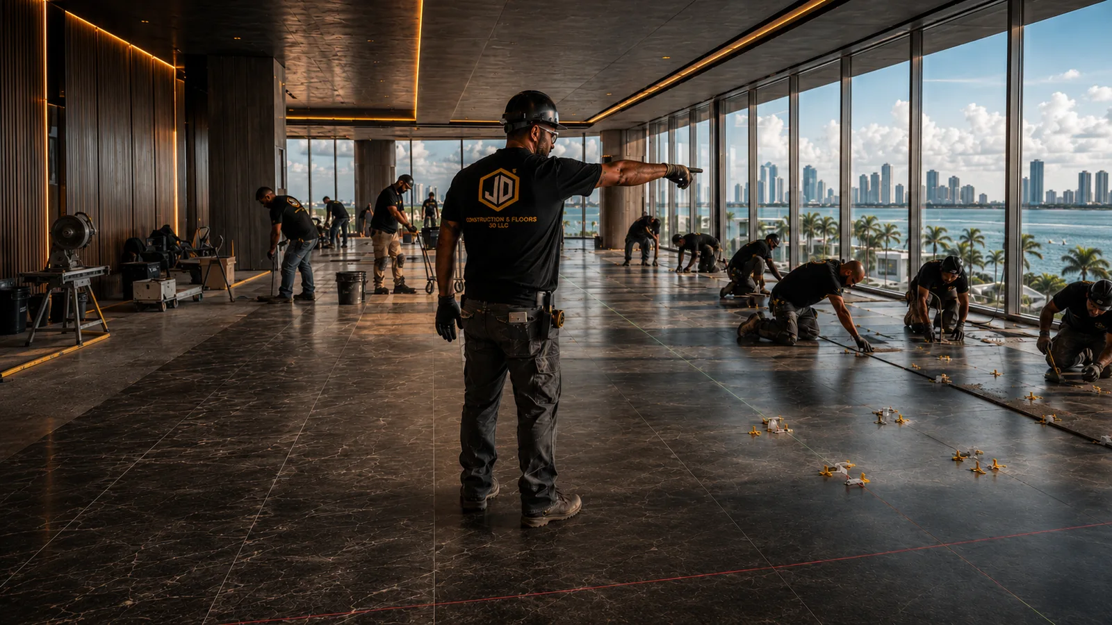 Directing a large-format installation crew on site