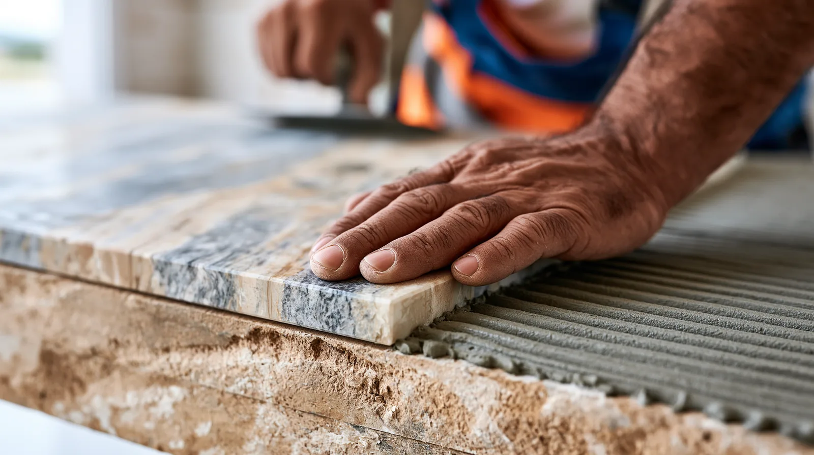 Setting a marble tile over combed thinset